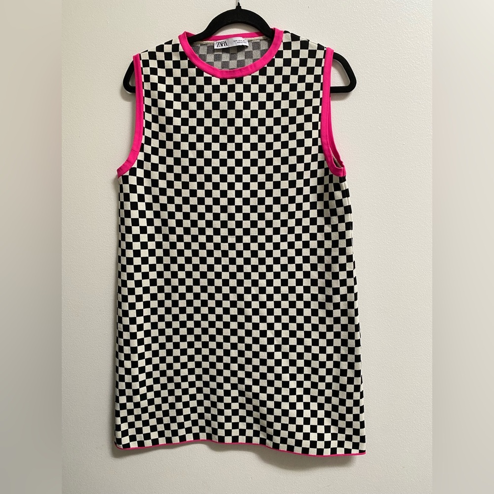 Zara Checkered Mini Dress M - Picture 3 of 6